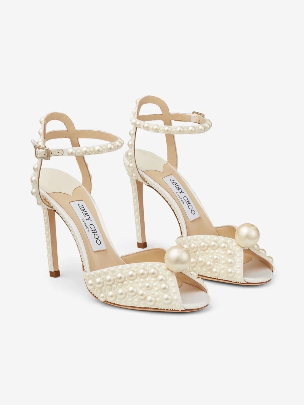 Jimmy Choo Ivory Pearl-Embellished Stiletto Sandals